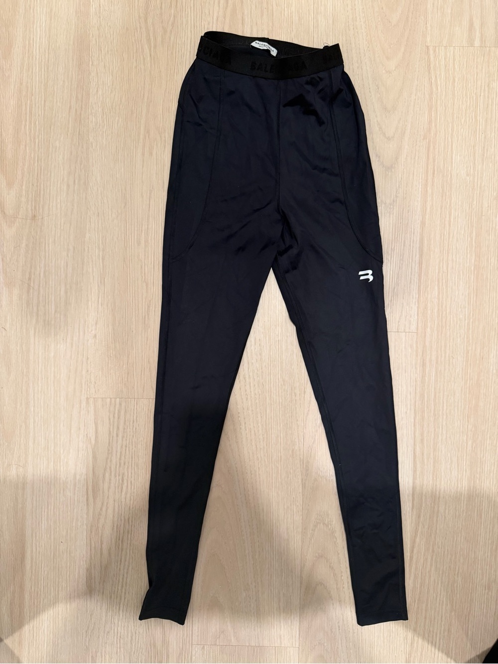 Balenciaga Black Athletic Leggings with Logo